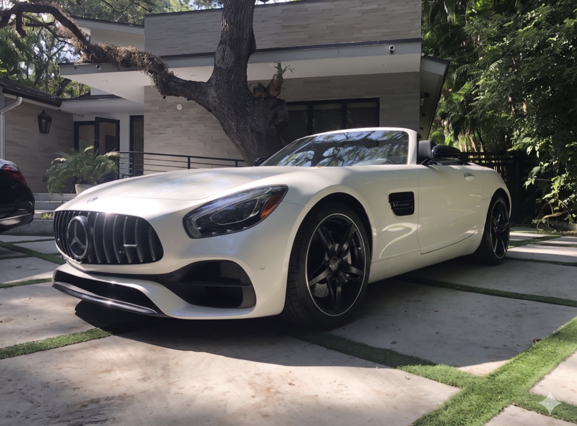 Mobile oil change on a Mercedes AMG-GT in Southwest Ranches, FL.